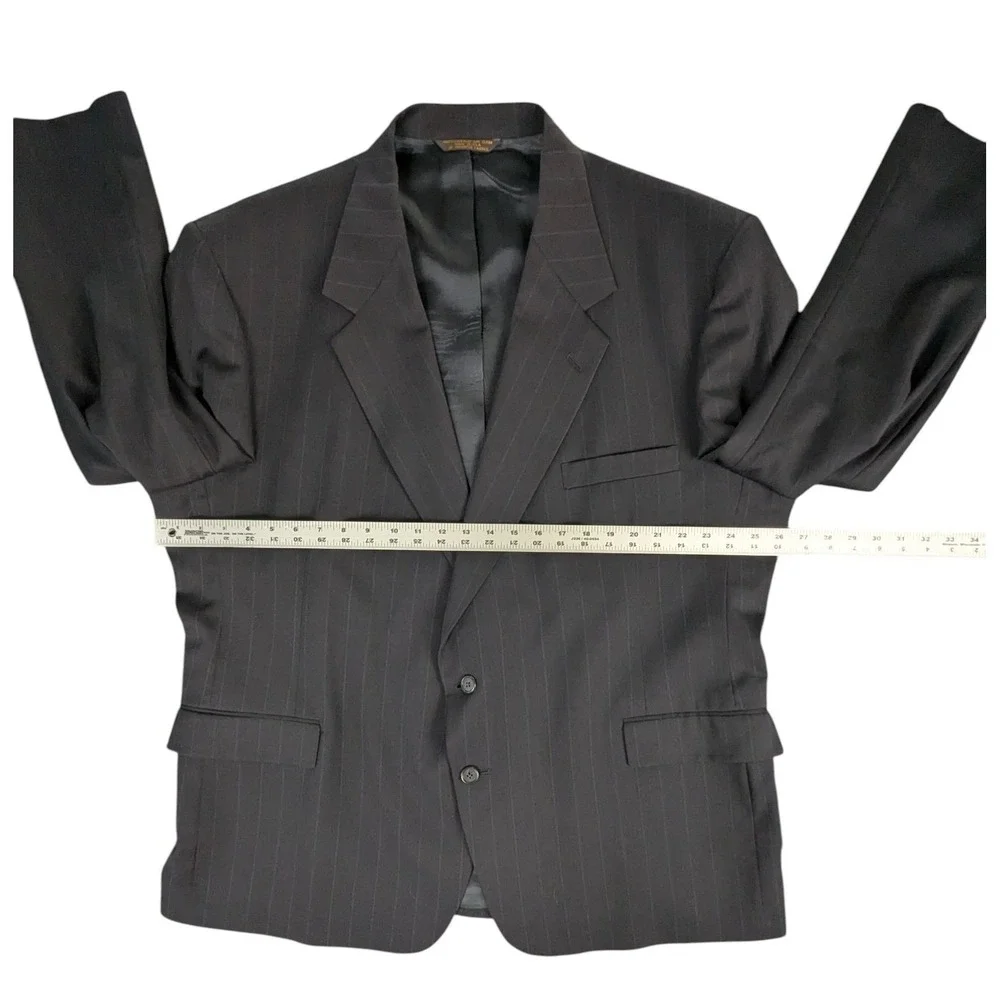 Botany 500 Couture Mens 52R Pinstripe Suit Charcoal Gray Wool Blend 2-Piece USA